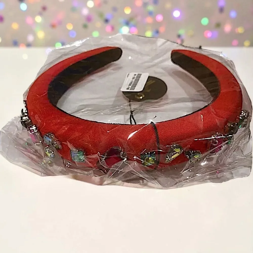 ZAXIE by Stefanie Taylor - Padded Jewel Headband - RED MSRP $48